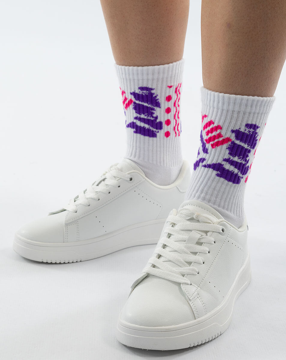 Jako Malle Sportsocken Lang 2Er Pack - weiß/pink/lila/schwarz